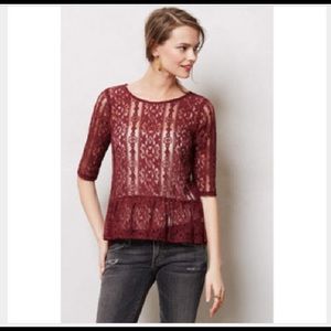 Anthropologie Weston Wear Black Lace Top Sz S